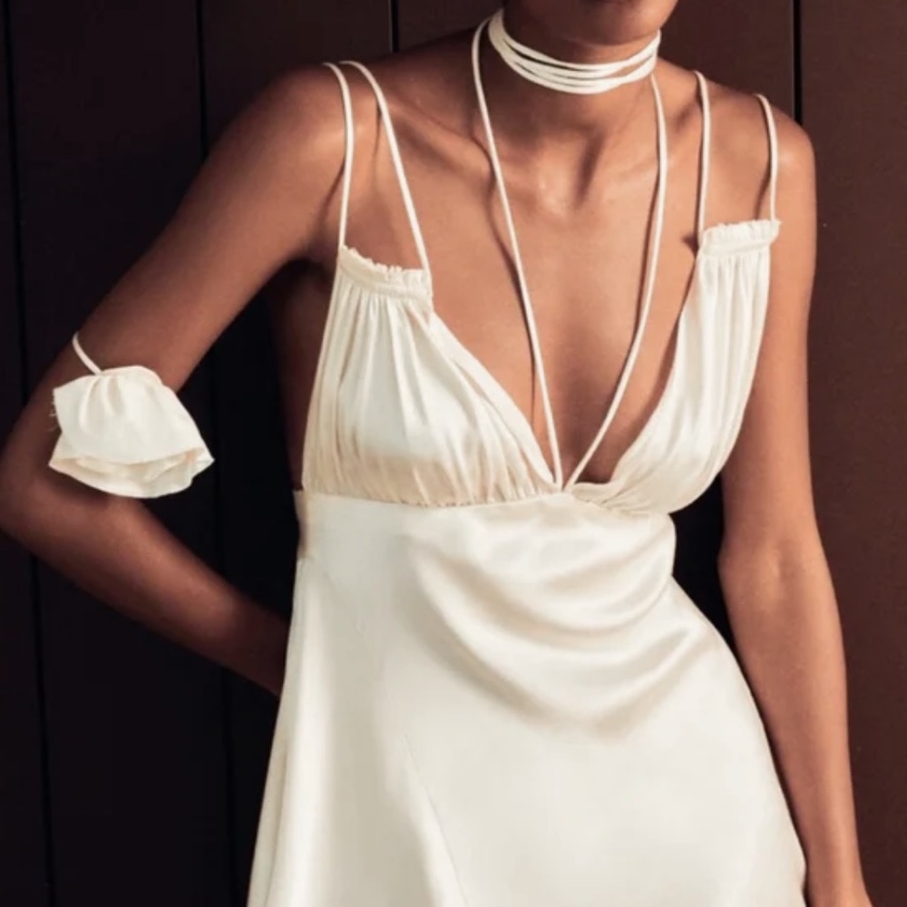 Zara Satin Slip Mini Dress (no flower)